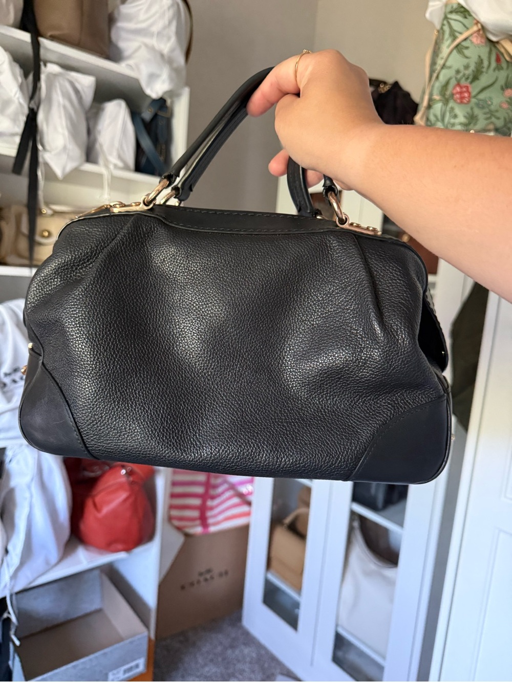 Coach Lane Satchel Black Pebbled Leather Satchel with Gold Hardware - Picture 2 of 11